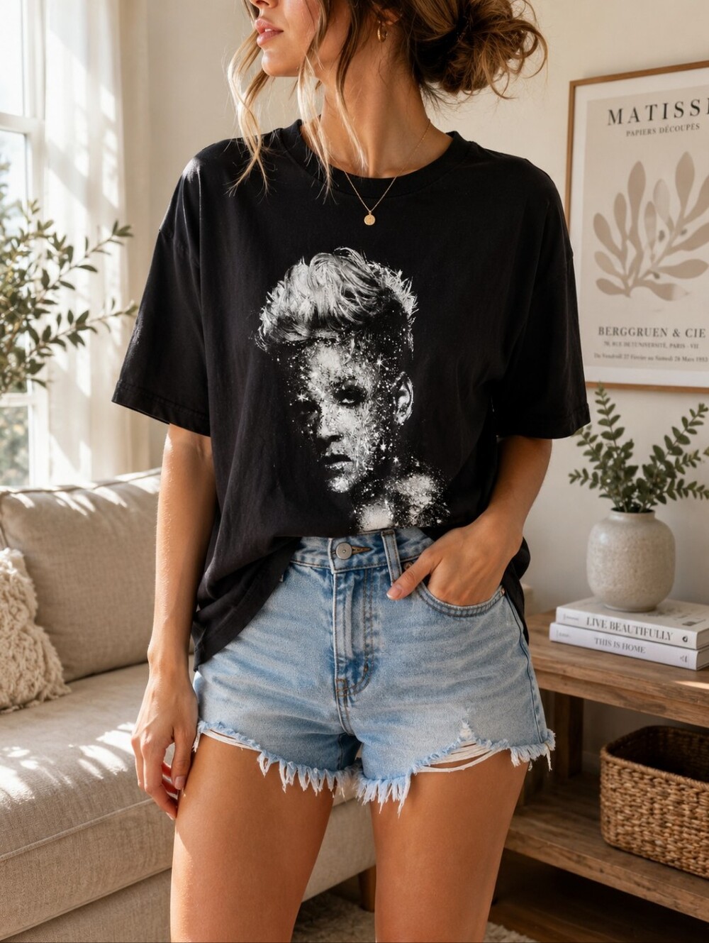PINK Victoria's Secret Charcoal Tee with Light Teal Logo